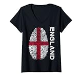 Damen Englische Flagge DNA Stolz Wurzeln St.-George Kreuz T-Shirt mit V