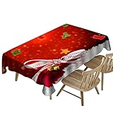 Morbuy Tischdecke Weihnachten Abwaschbar, 3D Drucken Tischdecken Rechteckig Wasserdicht Lotuseffekt Abwischbar Tischtuch für Dekoration Küchentisch Garten Outdoor (Frohes Neues Jahr,150x260cm)