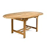 DIVERO GL05520 Ovaler ausziehbarer Gartentisch Esstisch Balkontisch Holz Teak Tisch für Terrasse Balkon Wintergarten witterungsbeständig behandelt massiv 120/170