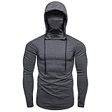 ZYSK New Elastic Fitness Männer mit Kapuze langärmliges T-Shirt Call of Duty Maske Hoodie Gesichtsmaske Radfahren Pullover Oberteil Stehkragen Outw