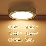 Eande Deckenleuchte LED 12W Warmweiß 3000K 1000LM ersetzt ca.110W Deckenlampe 230V Spot Aufbauleuchte LED Deckenspots Rund Weiß für Wohnzimmer Badezimmer Küche Flur Keller Bad Schlafzimmer Ø175