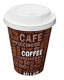 Gastro-Bedarf-Gutheil 100 Pappbecher Coffee to go 0,3 L Top Becher mit 100 Deckel in weiss Ideal für Coffee Latte Machiato Cappuccino Chocolate Tea C