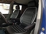 seatcovers by k-maniac Sitzbezüge T5 T6 T6.1 Multivan California Kombi Caravelle Transporter Kasten Schonbezug Fahrersitz Beifahrersitz Armlehnen Kunstleder Schwarz Weiß, T5 T6 T69, schwarz,