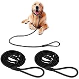 2 Stück Hundeleine, 130CM Leichte Geflochtene Hundeleine Nylon Verstellbare Retrieverleine Führleine mit integrierter Halsung Trainingsleine für Kleine Mittlere Große Hunde (Schwarz+Schwarz)