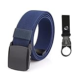 Taktischer Gürtel für Herren, Nylon-Gürtel mit YKK-Kunststoffschnalle, Militär, atmungsaktiv, verstellbar, Freizeitgürtel, mit 1 Flaschenschnalle, blau,