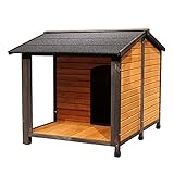 TYX Hundehütte Holz Freien, Hundezwinger Hundehütte Hundehaus Hundebox Hundekäfig, Wasserdicht Leichte Reinigung Zwinger Villa Kleiner Mittelgroßer,91×73×70