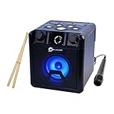 N-Gear DB 420 DRUM420 Elektronisches Spielzeug Schlagzeug mit BluetoothLautsprecher&KaraokeMikrofon,Schw