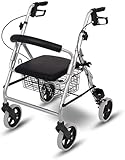 Walker , Rollator Walker mit Sitz und Rädern , zusammenklappbare bewegliche Wanderer für Senioren , Medizinische Mobilität Gehhilfen , Walker mit großer Kapazität Speicher - Korb , Grau im F