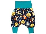 Kleine Könige Pumphose Baby Jungen Hose · Modell Tiere Wald Forest Friends Marine, tannengrün · Ökotex 100 Zertifiziert · Größe 62/68