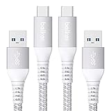 Belker 2Pack USB C Schnellladekabel 10Gbit/s Daten USB A Android Auto Kabel QC3.0 3A Schnell ladegerät Datenübertragungs USB3.1 Gen2 für Samsung Note20/Note10 Galaxy S21/S20/S10/S9 1M/3.3ft Silb