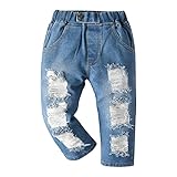 Freebily Kinder Baby Jungen Jeanshosen Jeans Cargo Hose Muti Taschen Denim Hose Casual Freizeithose Sweatpants Loose Fit Baumwolle Blau_G 86-92/18-24 M