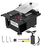 Mini 100W Tischkreissäge Aluminiumlegierung Holzbearbeitungstisch Schneide Poliermaschine Einstellbare Gleitschiene Gehrungslehre 6000 U/min 110V-240V(EU Plug)