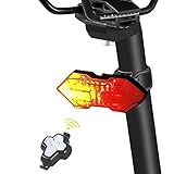 Fahrrad-Rücklicht, USB Wiederaufladbare Fahrrad-Blinker-Rücklichter mit Kabelloser Fernbedienung, IPX5 Wasserdicht Sicherheit Fahren Warnlicht für Mountainbike und R