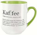 vanVerden Curved Tasse mit Spruch - Wikipedia Kaffee Beschreibung - beidseitig Bedruckt - Geschenk Idee Kaffeetasse, Tassenfarbe:Weiß/Grü