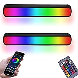 2pack LED RGB Bunt Musik Tischlampe mit USB-Kabel Fernbedienung APP-Steuerung WiFi Dimmbar Tischleuchte Farbänderungen für Fernsehen TV Spielzimmer Schlafzimmer Wohnzimmer Schwarz VOMI