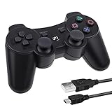 Lunriwis Wireless Controller für PS3, Wireless Controller Double Shock Gaming Controller 6-Achsen Bluetooth Gamepad Joystick mit kostenlosem Ladekabel für PS3 C