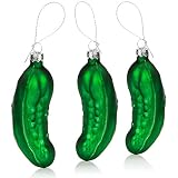 com-four® 3X Christbaumschmuck - Große Weihnachtsgurke aus echtem Glas - Weihnachtsbaum Anhänger in grün für die Weihnachtsdekoration - Christbaumgurke (Gurke matt - 3 Stück)