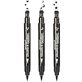 Yuccer 3 Stück Eyeliner Stempel Liquid Eyeliner Schwarz Langlebig Stern Mond Herz Blume Augen Make-up Kosmetik für Frauen Geschenk (Stern + Mond + Herz)