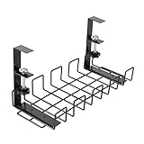 CareMont Unterbau Kabel Management Tablett Keine Notwendigkeit, Kabel Management zu Bohren, Geeignet für Hause BüRo Schreibtisch (Schwarz)