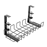 CareMont Unterbau Kabel Management Tablett Keine Notwendigkeit, Kabel Management zu Bohren, Geeignet für Hause BüRo Schreibtisch (Schwarz)