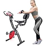 T-Day Heimtrainer Hometrainer Magnetischer Faltbarer Fitness-Bike Mit Trainingscomputer- Und Expander-Bands Für Cardio-Training Indoor-R