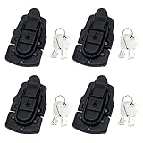 Risbay 4 Stück 7,6 cm Hardware Knebelverschluss Schnappschloss Box Aktenkoffer Truhe Kofferraum Schloss mit Schlüssel schw