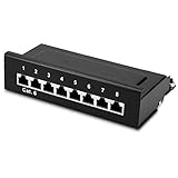 kwmobile 8 Port Patchpanel Cat6 Verteiler - Verteilerfeld Patchfeld Cat 6 Kabel mit Erdungskabel - inkl. Schrauben Dübel für Wandmontage - Schw