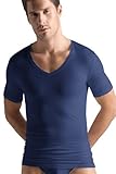 HANRO Herren V-Shirt 1/2 Arm Cotton Superior (0593 midnight navy), Gr. L