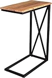 SAM Laptoptisch Adona, Akazienholz massiv + naturfarben, Beistelltisch mit schwarzem Metallgestell, 46x25x67