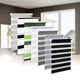 Eurohome Doppelrollo Klemmfix ohne Bohren, Duo Rollo,80cm x 150cm (Stoffbreite 76 cm) Schwarz Transparentes und undurchsichtiges Sichtschutz Rollo mit Klemmträgern für Fenster und Tü