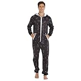 BIBOKAOKE Herren Jumpsuit Schlafanzug Overall Jogging Training Anzug Einteiler Jumpsuit Jogginganzug Onesie mit Kapuze Sportanzug Reißverschluss und Taschen Hausanzug Fitness Bekleidung