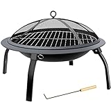 DEDTT Feuerstelle Tragbare Feuerfüße Outdoor Wood Burning Folding Firepit Schüssel Patio Kleine Feuerwörter for Außenkohle BBQ Grill Camping Grill mit Pokergitter und Trag