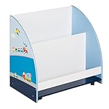 roba Kinder Regal 'Rennfahrer', Spielzeug- & Bücher-Regal fürs Kinderzimmer, Spielregal fahrbar & drehbar mit Rollen, b