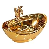 Aufsatzwaschbecken Keramikwaschbecken Goldene Waschbecken Badezimmer-Arbeitsplatte Waschbecken Hotel Keramik-Künstler-Waschbecken-Waschbecken Waschtisch Handwaschbecken ( Color : Basin Set )