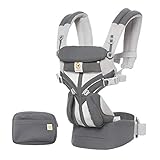 Ergobaby Babytrage für Neugeborene ab Geburt bis 20kg, 4in1 Omni 360 Cool Air Mesh Carbon Grey, Kindertrage Tragesy