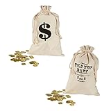 NET TOYS Bankräuber Geldsack Dieb Geld Sack 30 x 48 cm Dollarzeichen Stoffsack Räuber Geldbeutel Wild West Bank Beutel Cowboy Kostüm Zubehö