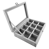 Wharick Ohrring-Organizer, Jewlwey Organizer-Behälter, Ohrring-Box, geteilte Raster, pelzige Oberfläche, Ring, Halskette, Armband, Display, Organizer, Aufbewahrungsbox, Vitrine für Frauen Desktop C