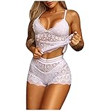 TWIOIOVE Babydoll Tops für Damen Reizwäsche Dessous Spitze Durchbrochener Schlafanzüge Lingerie Slim Fit Atmungsaktiv Sleepwear Hausanzug Valentinstag