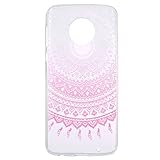 JAWSEU Kompatibel mit Moto G6 Plus Hülle Silikon Muster Transparent Silikon Schutzhülle Case Kratzfest TPU Bumper Case Handytasche Handyhülle für Moto G6 Plus,Pink Henna B