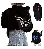 Damen Frauen Teenager Mädchen Oversize Kapuzenpullover Cool Langarm Pulli Pullover Sweatshirt Sport Hoodies Top Promise Langarmshirt Boyfriend Streetwear Herbst Winter Freizeit Bluse Kap