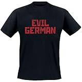 Rammstein Neu Herren T-Shirt Evil German Offizielles Band Merchandise Fanshirt Schwarz mit rotem Vorder- und Rückseite Print - Schwarz, Schwarz , S