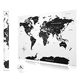 Asquare Hochwertige Rubbel Weltkarte 84x58cm - XXL Poster zum Freirubbeln, mit Rubbelchip - Rubbelkarte Welt schwarz, weiß - Scratch Off Map D