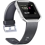 Tobfit Kompatibel mit Fitbit Blaze Armband, Silikon Verstellbar Ersatz Sport Uhrenarmbänder Kompatibel mit Fitbit Blaze Kleine Große Damen Herren (Schwarz, Large)