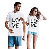 Couple Shirts Valentinstag COOFANIN Brief Love Print Kurzarm Rundhalsausschnitt Passende T-Shirts Leicht Dünn Übergröße Lose Baggy Lovers Mr Mrs Honeymoon Frau Freund Geschenke Tops, weiß, L