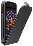 mumbi Echt Leder Flip Case kompatibel mit Huawei Ascend Y330 Hülle Leder Tasche Case Wallet, schw