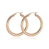 Damen Ohrringe Nickelfrei Modeschmuck, Ohrringe Vergoldet Poliert Kreise 30MM Breit Ohrringe Hypoallergen Rosegold für M