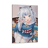 aitong Gawr Gura Virtual Youtuber Leinwand-Kunst-Poster und Wand-Kunstdruck, modernes Familienschlafzimmerdekor, 50 x 75