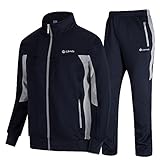 donhobo Herren Jogginganzug Trainingsanzug Sportanzug Fußball Sporthose Hoodie Hose für Gym Warm Tracksuit(02Blau,XL)