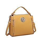 Miss Lulu Handtasche Damen Schultertasche Henkeltasche Pu Leder Elegant Umhängetasche Mittlere Top Griff Tasche (Gelb)