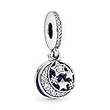 Pandora Moments Moon & Blue Sky Charm-Anhänger Sterling Silber, Cubic Zirkonia, Emaille 791993CZ